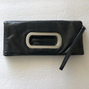 Careline Clutch Wristlet Convertible Black Metallic Flat Envelope Handbag